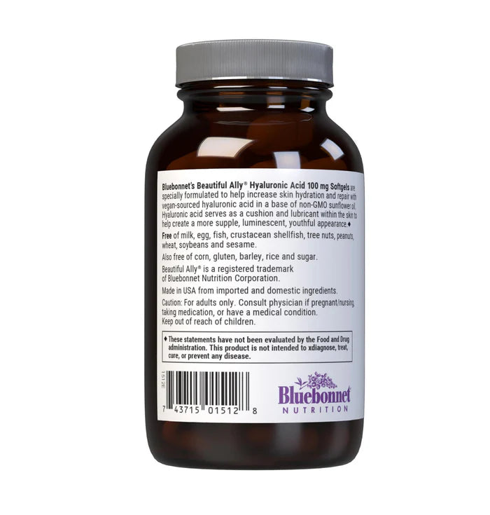 Bluebonnet Beautiful Ally Hyaluronic Acid 100 mg 90 Softgels