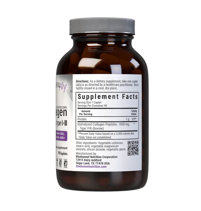 Bluebonnet Beautiful Ally Collagen 1000 mg TYPES I + III 90 Caplets