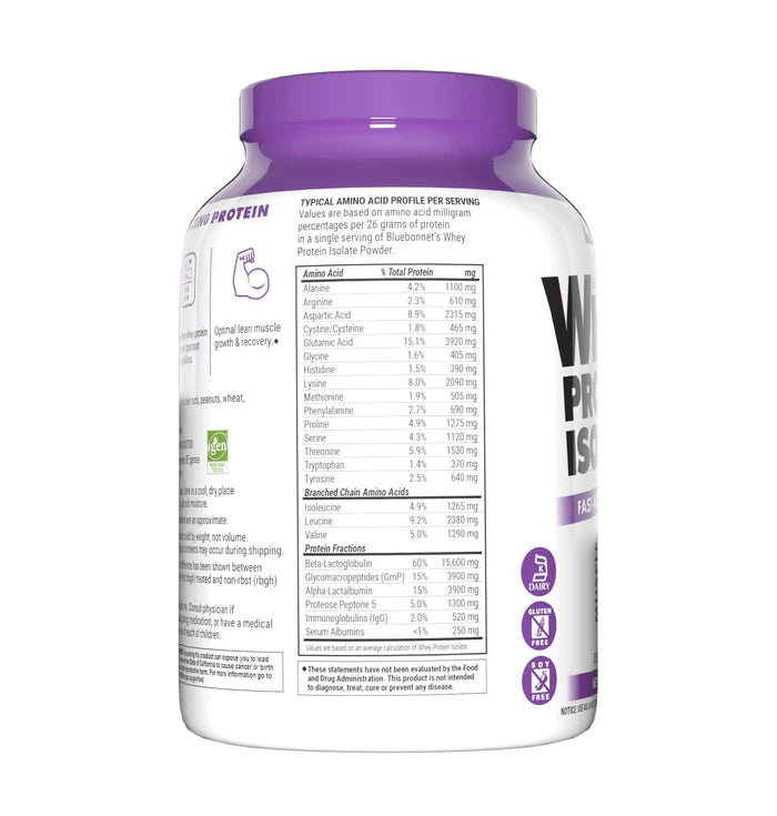 Bluebonnet Vitamins Whey Protein Isolate Unflavored 2.2 lb