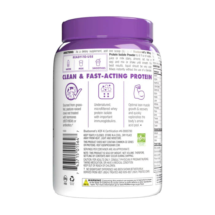 Bluebonnet Vitamins Whey Protein Isolate French Vanilla 1 lb