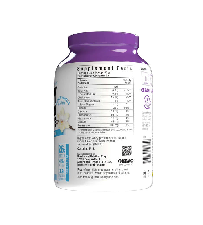 Bluebonnet Vitamins Whey Protein Isolate French Vanilla 2 lb