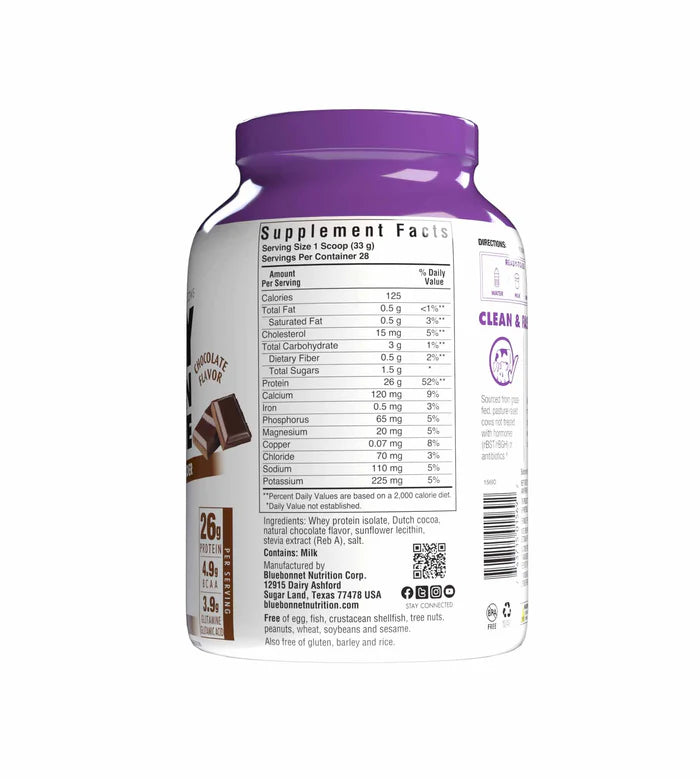 Bluebonnet Vitamins Whey Protein Isolate Chocolate 2 lb