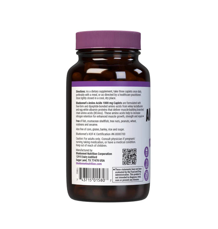 Bluebonnet Vitamins Amino Acids 1000 mg - 90 Caplets (30 Servings)