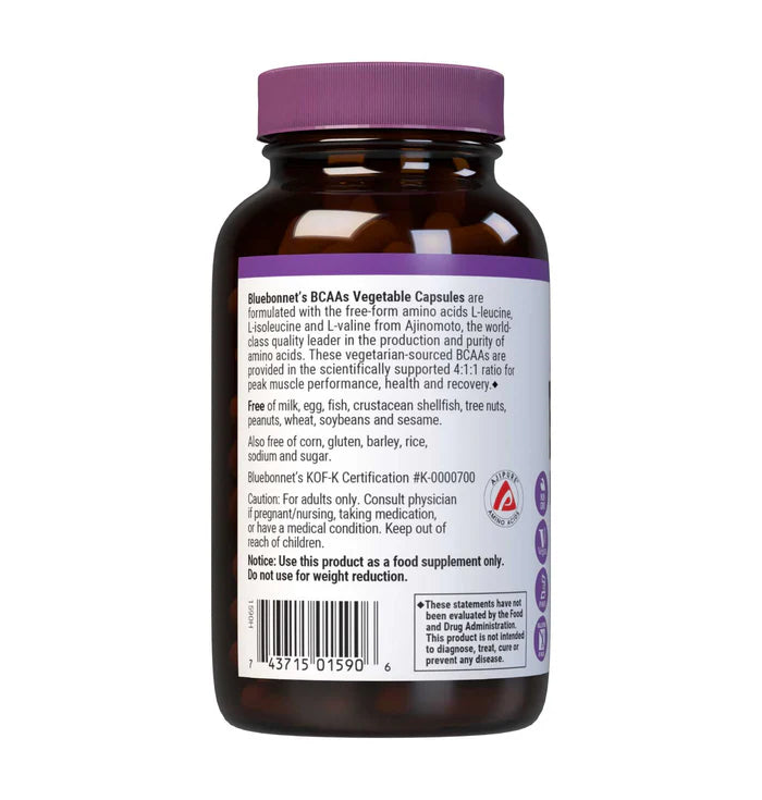Bluebonnet Vitamins BCAA Amino Acid Blend 120 Capsules