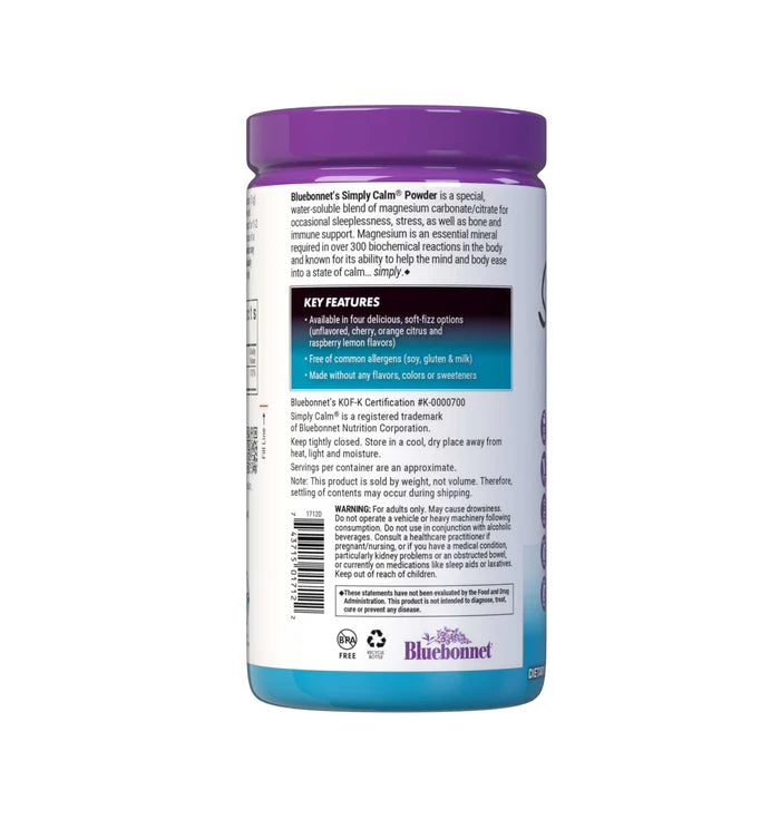 Bluebonnet Vitamins Simply Calm Magnesium Powder - Unflavored 16 oz