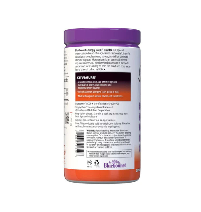 Bluebonnet Vitamins Simply Calm Magnesium Powder - Orange Citrus 16 oz