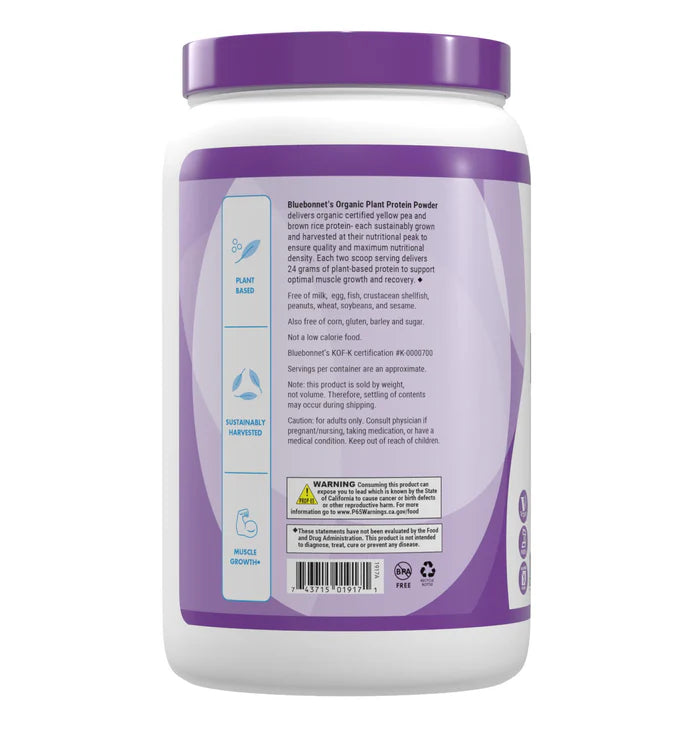 Bluebonnet Vitamins Organic Plant Protein Powder - Vanilla 2.08 lbs