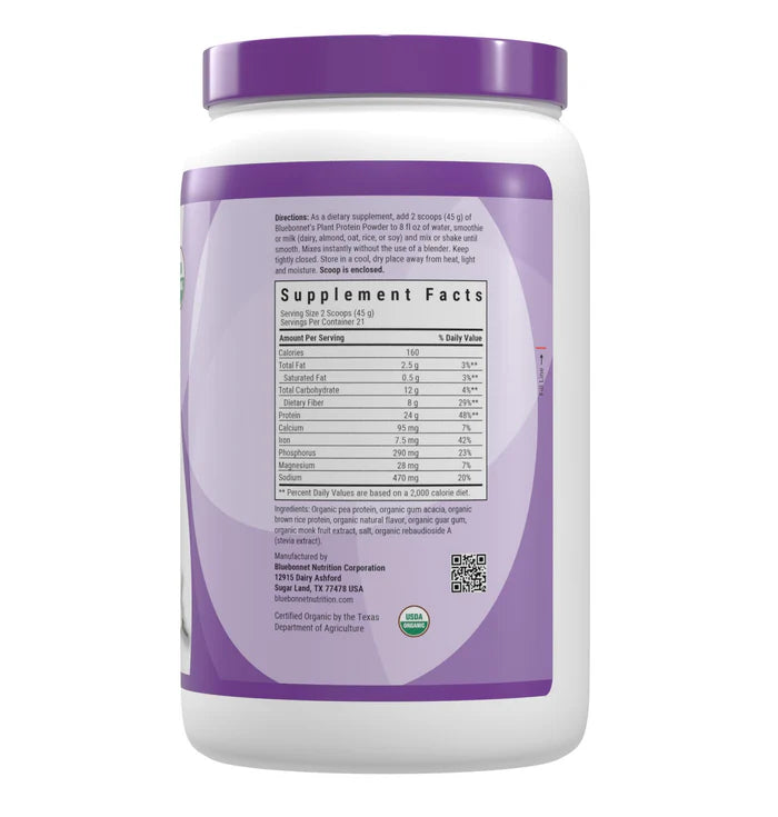 Bluebonnet Vitamins Organic Plant Protein Powder - Vanilla 2.08 lbs