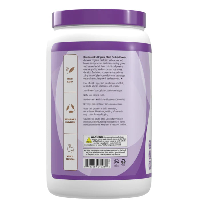 Bluebonnet Vitamins Organic Plant Protein Powder - Chocolate 2.08 lbs