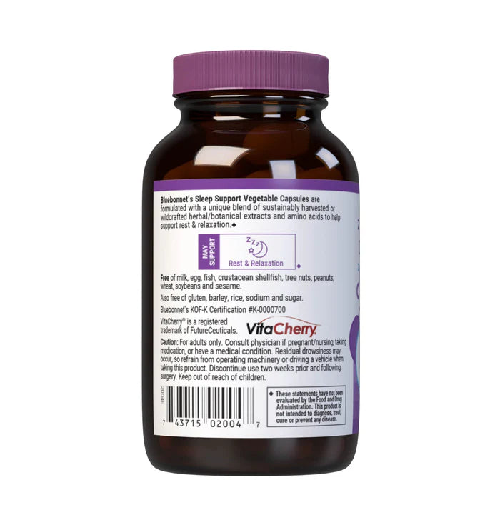 Bluebonnet Relaxation & Rest Formula | Valerian Passionflower Lemon Balm | 30 Vcaps