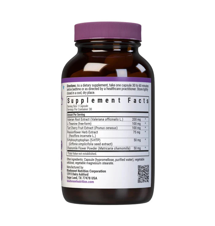 Bluebonnet Relaxation & Rest Formula | Valerian Passionflower Lemon Balm | 30 Vcaps