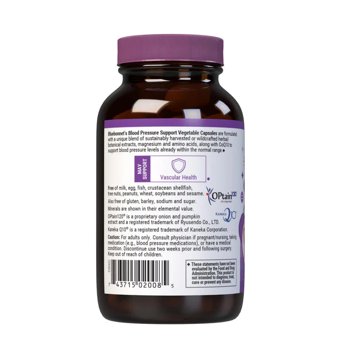 Bluebonnet Vitamins Blood Pressure Support - 60 Vegan Capsules