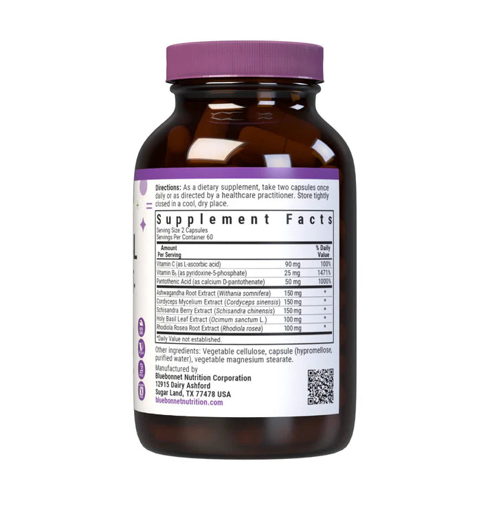Bluebonnet Adrenal Support Ashwagandha Rhodiola 120 Vegcaps