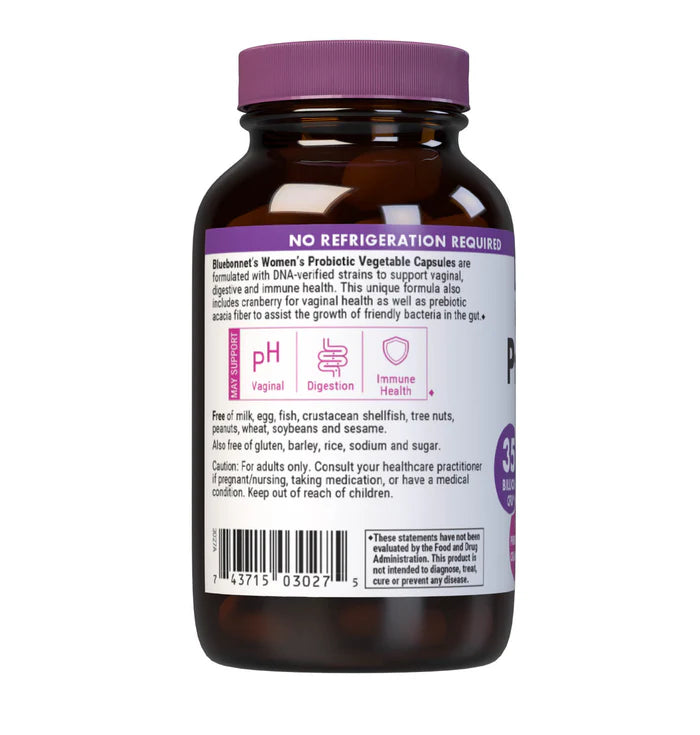 Bluebonnet Women's Probiotic 35 Billion CFU with Prebiotic & Cranberry 30 Vegetable Capsules