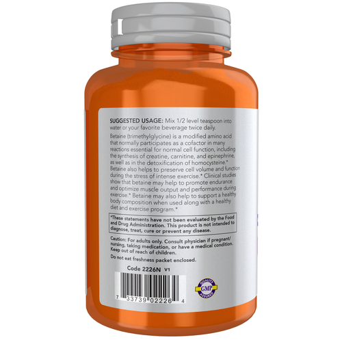 NOW Sports Betaine Powder 6 oz | Pure Trimethylglycine TMG