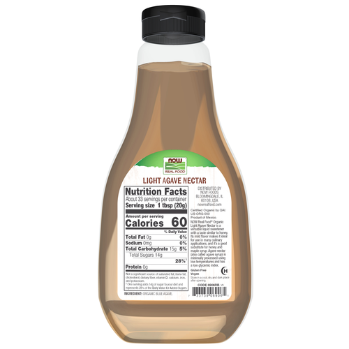 NOW Foods Organic Light Agave Nectar 23.3 oz