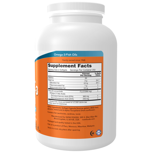 NOW Foods Omega-3 Molecularly Distilled Fish Oil 500 Softgels | Bulk Value
