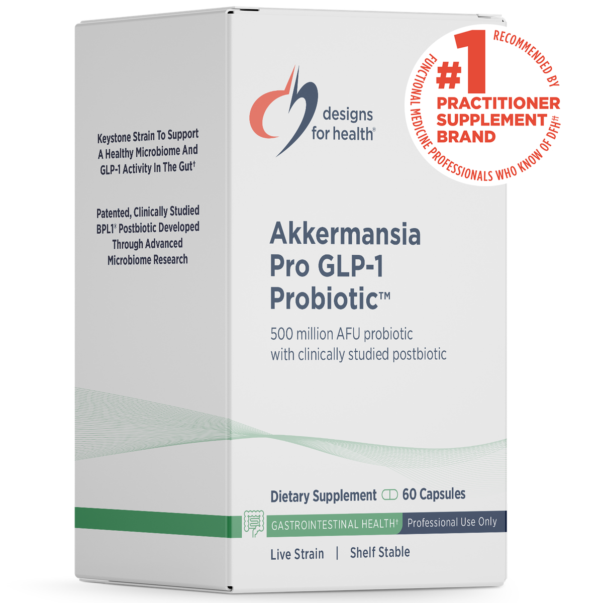 Designs for Health Akkermansia Pro GLP-1 Probiotic 60 capsules front label