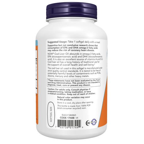 NOW Foods Cod Liver Oil Extra Strength 1,000 mg 180 Softgels