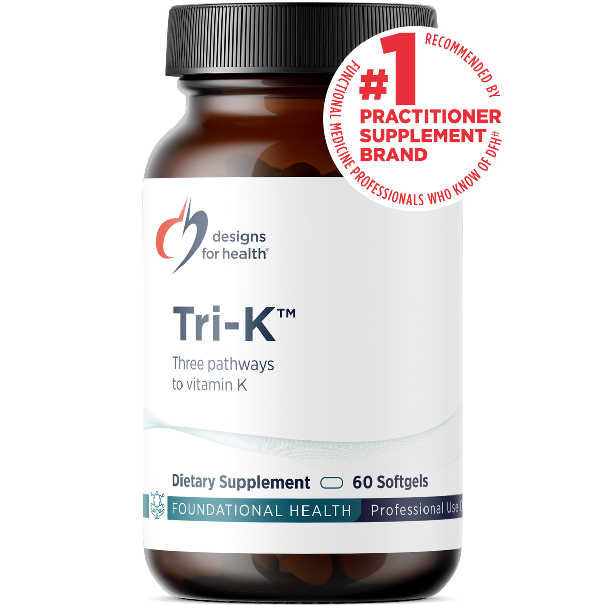 Designs for Health Tri-K 60 softgels front label
