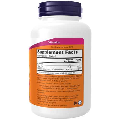 NOW Foods E-1000 Mixed Tocopherols 100 Softgels