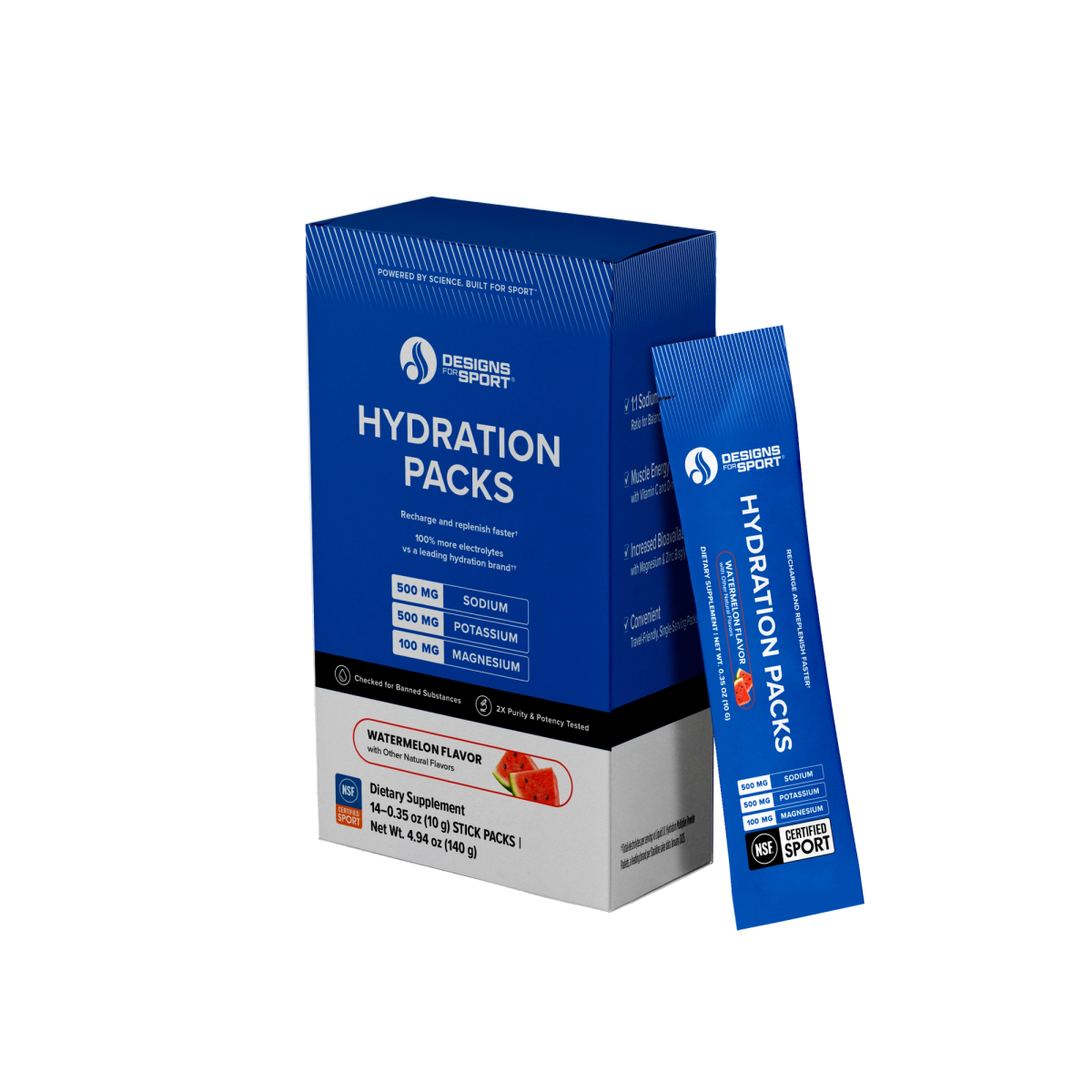 Designs for Health Hydration Packs Watermelon Sport 14 stick packs front label