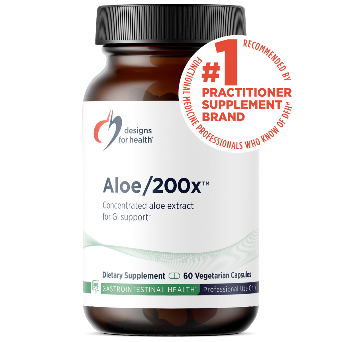Designs for Health Aloe/200x 60 capsules front label
