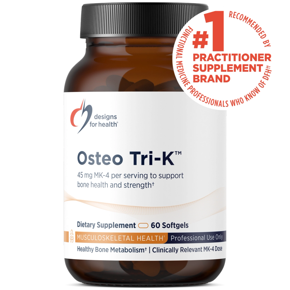 Designs for Health Osteo Tri-K (Formerly BRF 45) 60 softgels front label