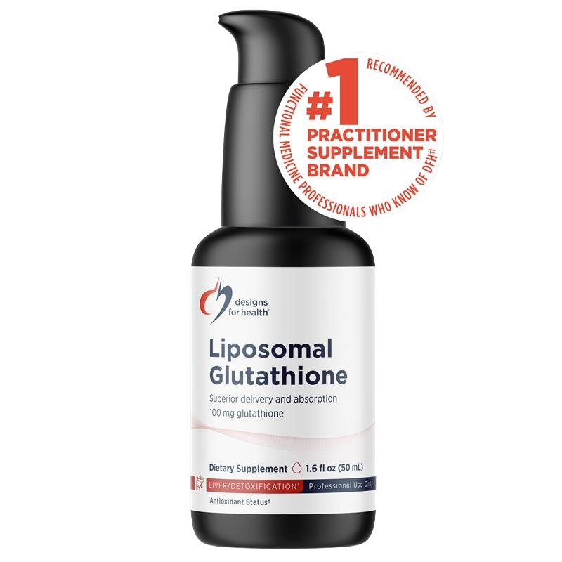 Designs for Health Liposomal Glutathione 1.6 fl oz (50 ml) liquid front label