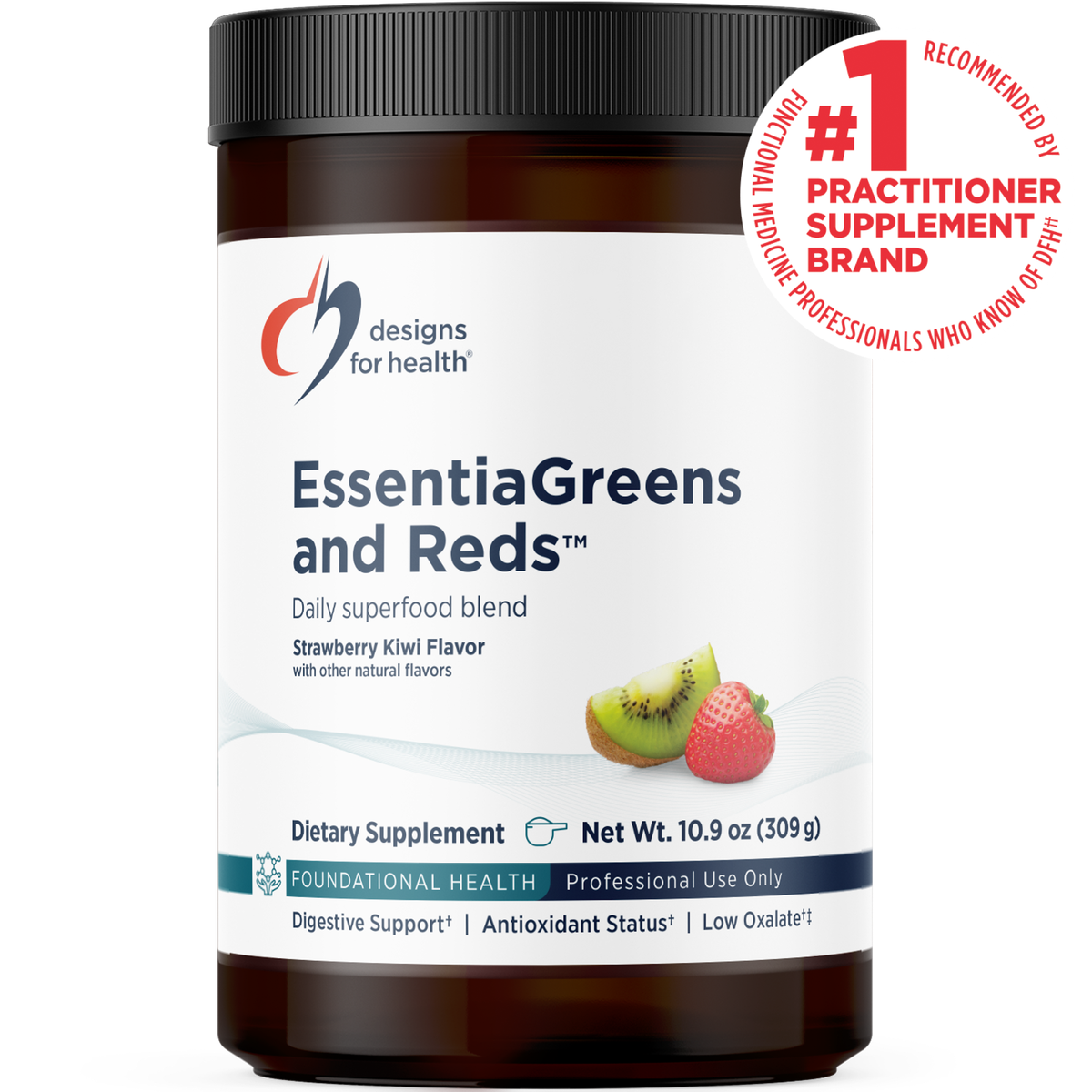 Designs for Health EssentiaGreens and Reds 310 g front label