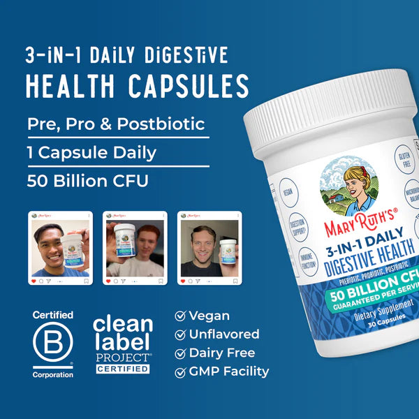 MaryRuth's 3-in-1 Daily Digestive Health Capsules 30 ct