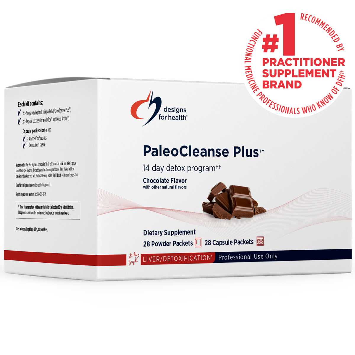Designs for Health PaleoCleanse Plus Detox Chocolate 14 day kit front label