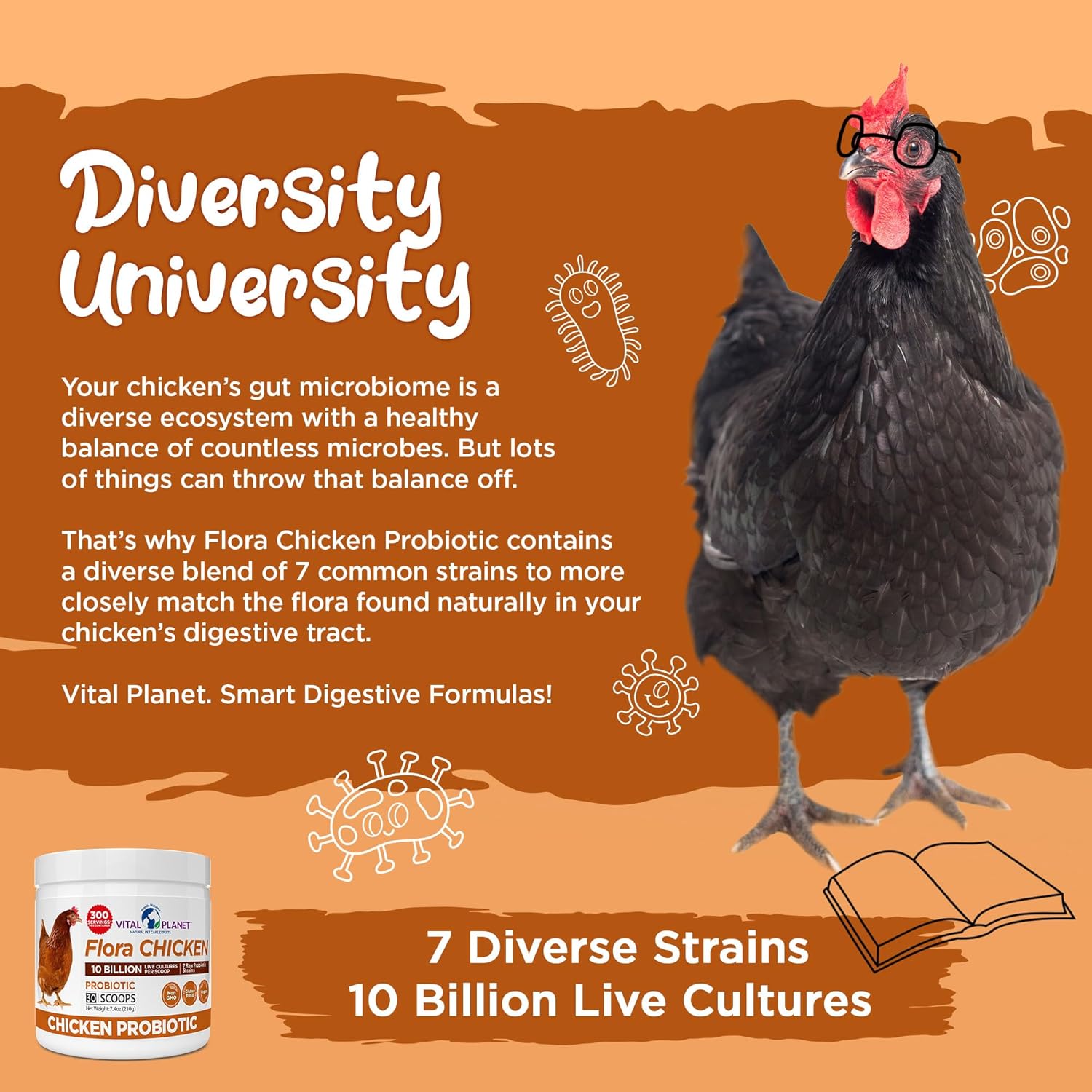Vital Planet Flora Chicken Probiotic 10B 7 Strain 210g