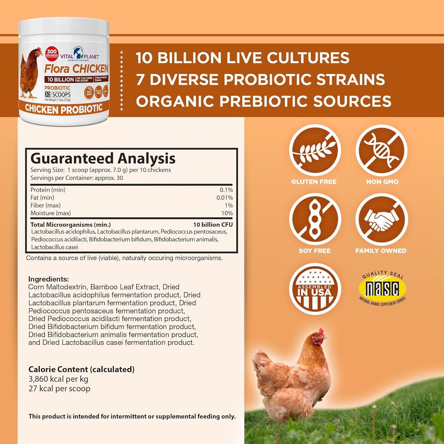 Vital Planet Flora Chicken Probiotic 10B 7 Strain 210g