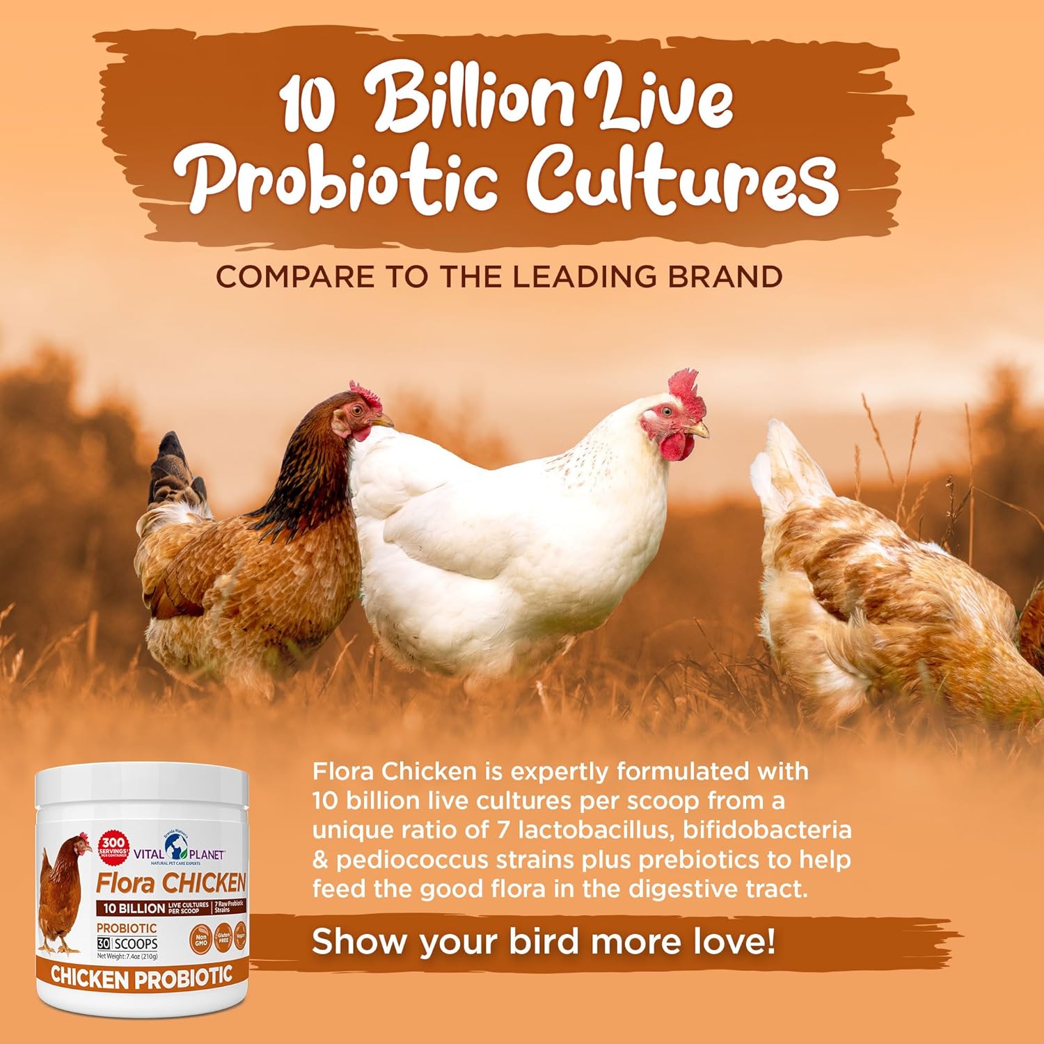 Vital Planet Flora Chicken Probiotic 10B 7 Strain 210g