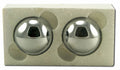 Two polished Acuspheres 45 mm reflex balls in their package
