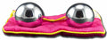 Two polished Acuspheres reflex balls with a pink satin pouch