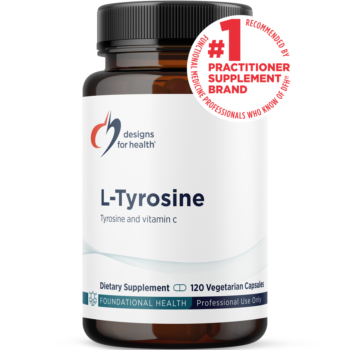 Designs for Health L-Tyrosine 120 capsules front label