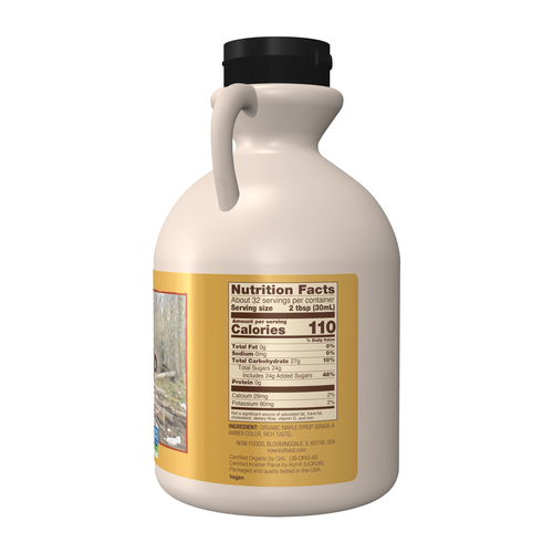 NOW Foods Organic Maple Syrup Grade A Amber Color 32 oz