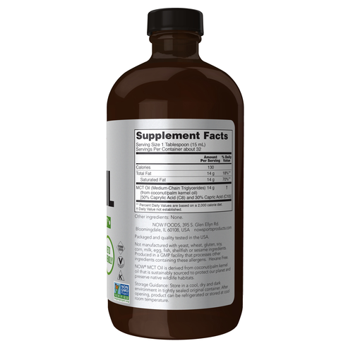 NOW Sports MCT Oil Liquid Glass Bottle Keto Energy | 16 fl oz