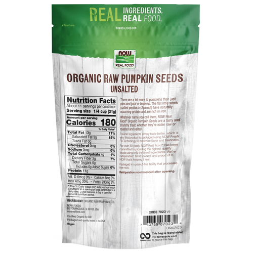 Now Foods Pumpkin Seeds Organic Raw & Unsalted 12 oz