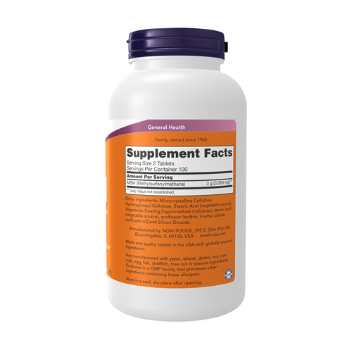 NOW MSM 1,500 mg — 200 Tablets
