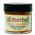 Aetherbal Cold Gold Fusion topical ointment in a 1 fl oz amber jar with black lid