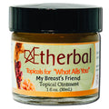 Aetherbal My Breast's Friend topical ointment in a 1 fl oz amber jar with black lid