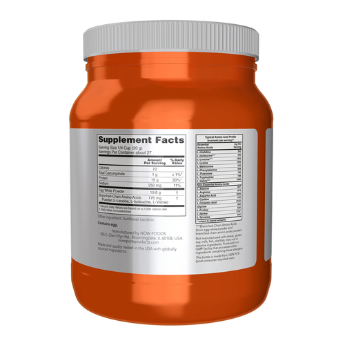 NOW Sports Egg White Protein Unflavored Powder 1.2 lbs