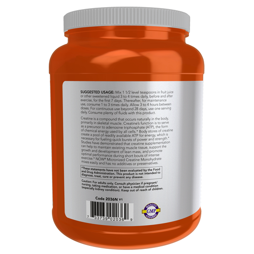 NOW Sports Creatine Monohydrate Micronized 2.2 Lbs | Muscle Strength
