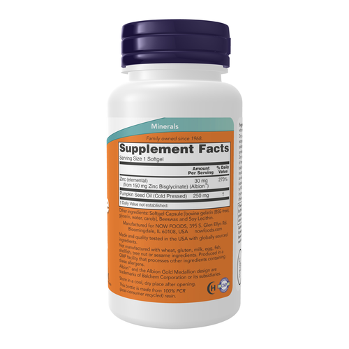 NOW Foods Zinc Glycinate 120 Softgels