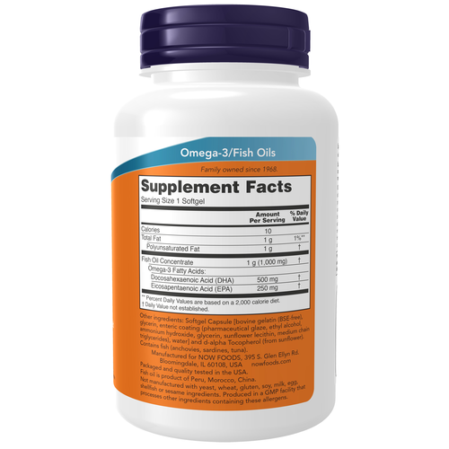 NOW Foods DHA-500 Fish Oil Double Strength 90 Softgels