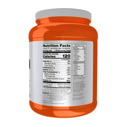 NOW Sports Pea Protein Unflavored Powder — 2 lbs