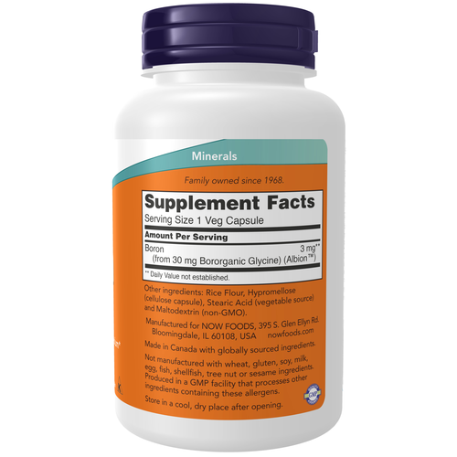 NOW Foods Boron 3 mg 250 Veg Capsules
